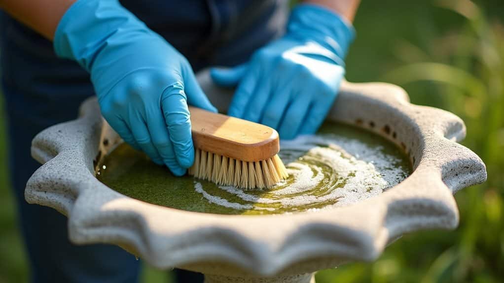maintaining various bird baths