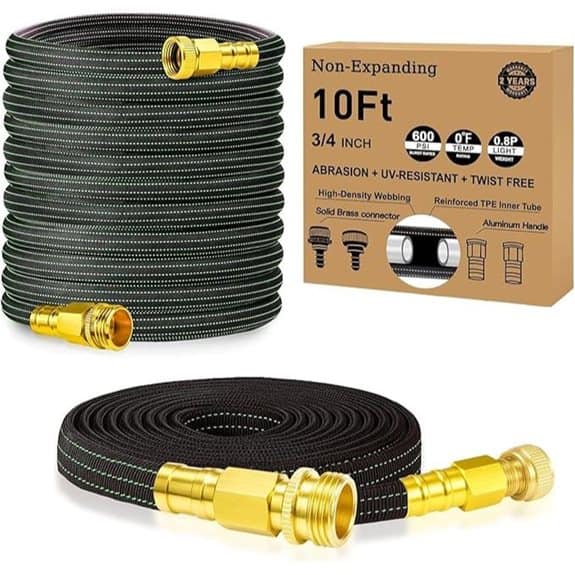 10FT Lightweight Garden Hose with Brass Head
