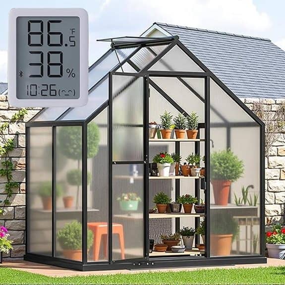 6×4FT Aluminum Greenhouse with Thermometer