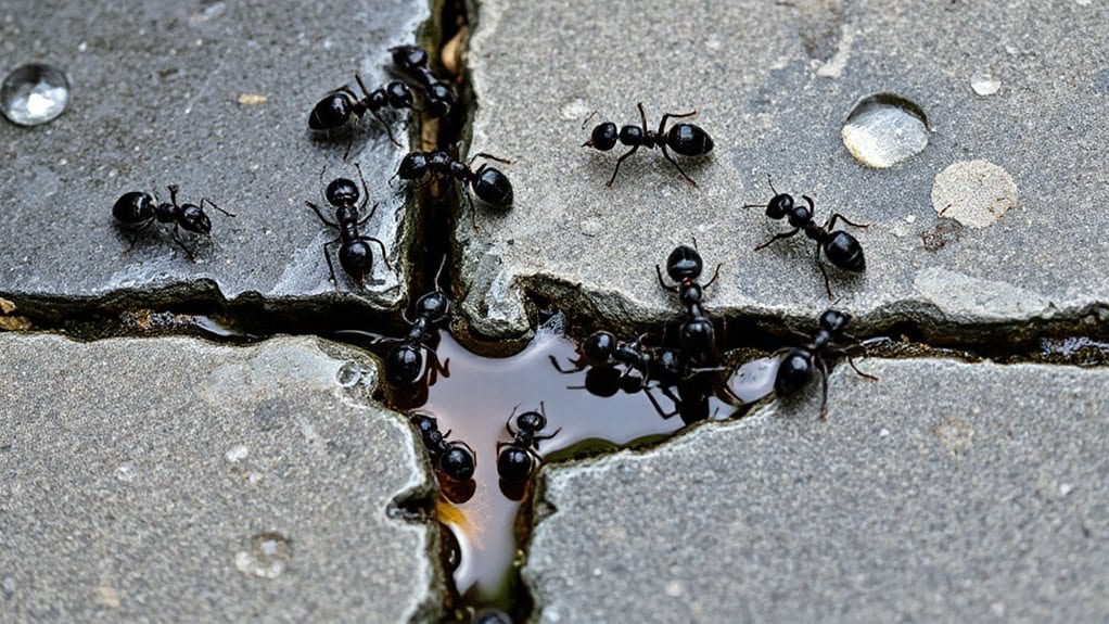 ants flee flooded underground