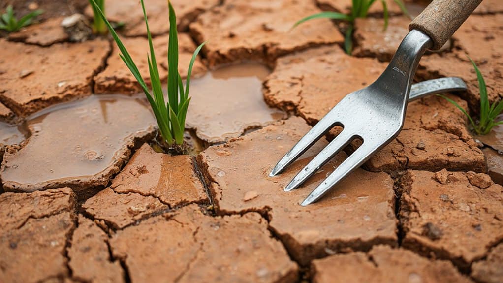 compacted clay causes surface pooling