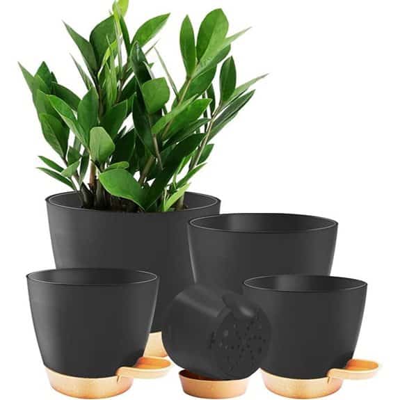 5-Pack Self-Watering Plant Pots (Black)