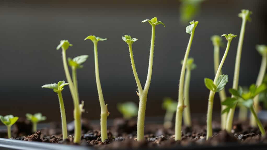leggy seedlings from insufficient light