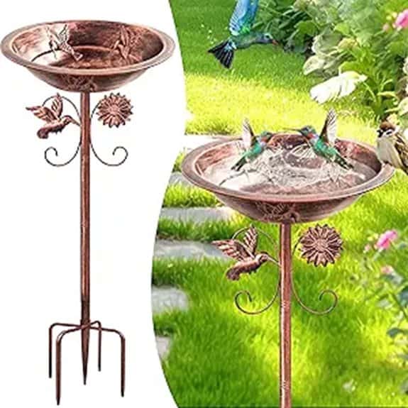 Metal Bird Bath with 5-Prong Stake