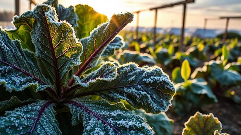 mulched hooped overwintered vegetables thrive