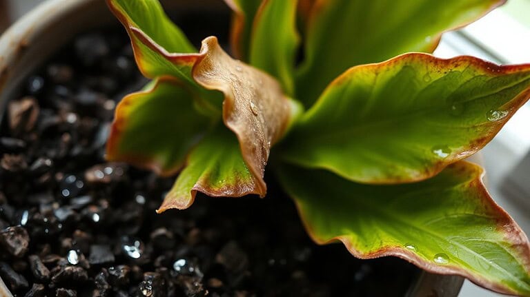 overwatered roots causing browning