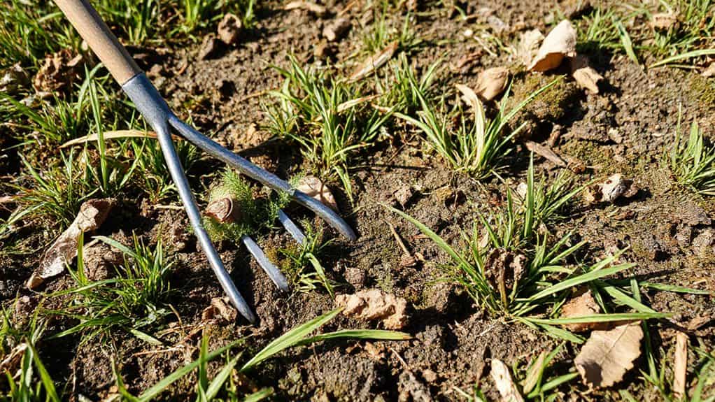 rake aerate loosen fall