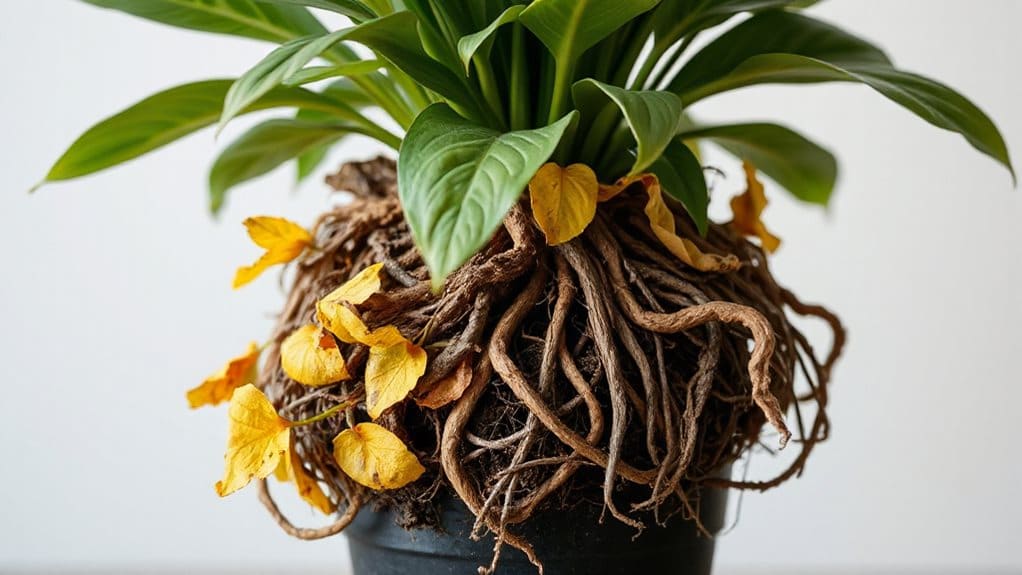 rootbound causes lower yellowing