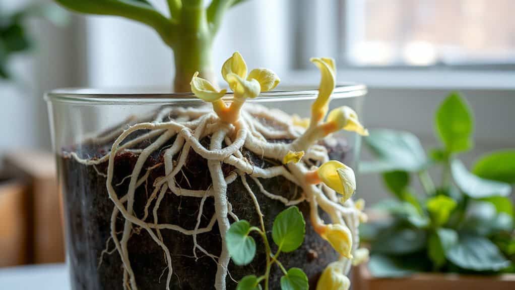 roots cramped leaves stunted