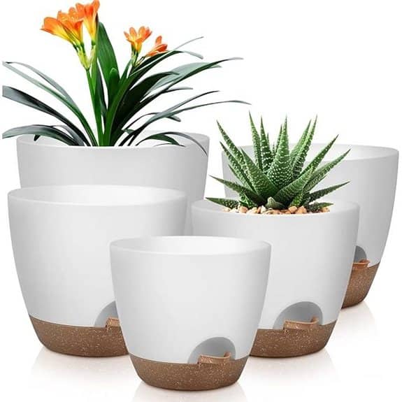 Self-Watering Plastic Plant Pots Set of 5