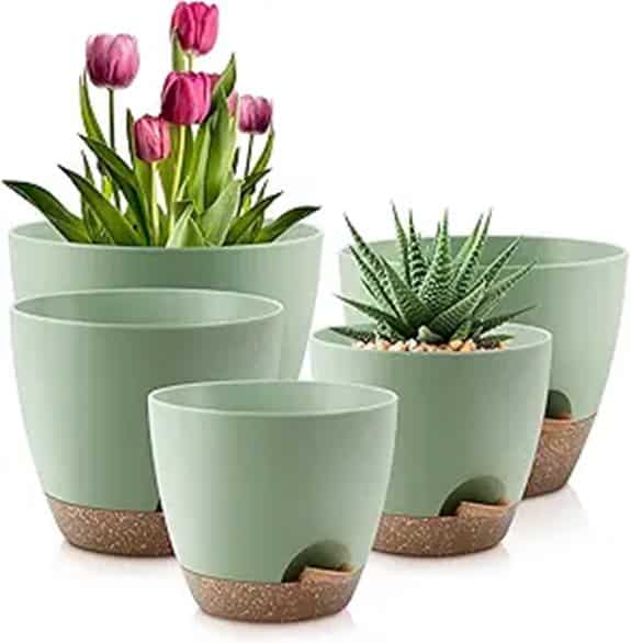 Self-Watering Plastic Plant Pots Set of 5