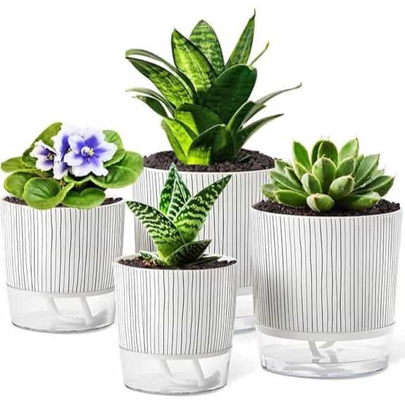 4 Pack Self-Watering Pots for Indoor Plants
