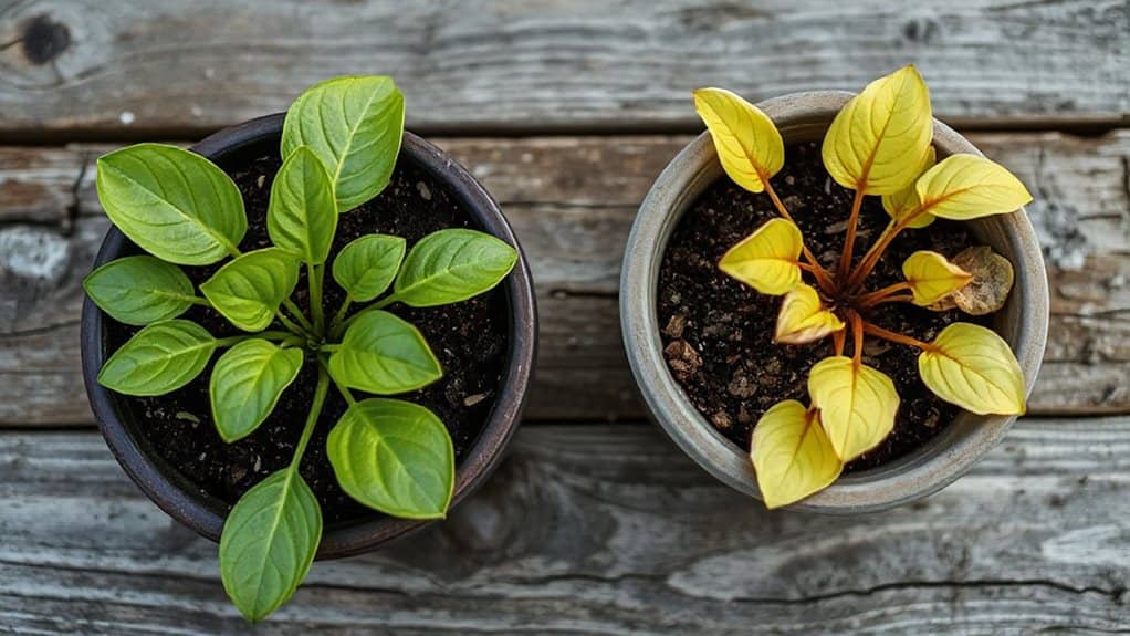 stunted growth yellow leaves