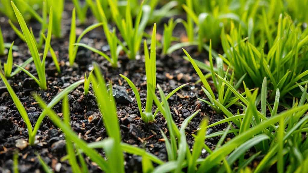 thin lawn showing healthy growth