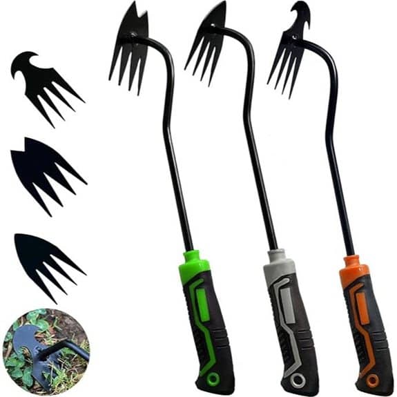3-Piece Weed Puller Tool with Rubber Handle