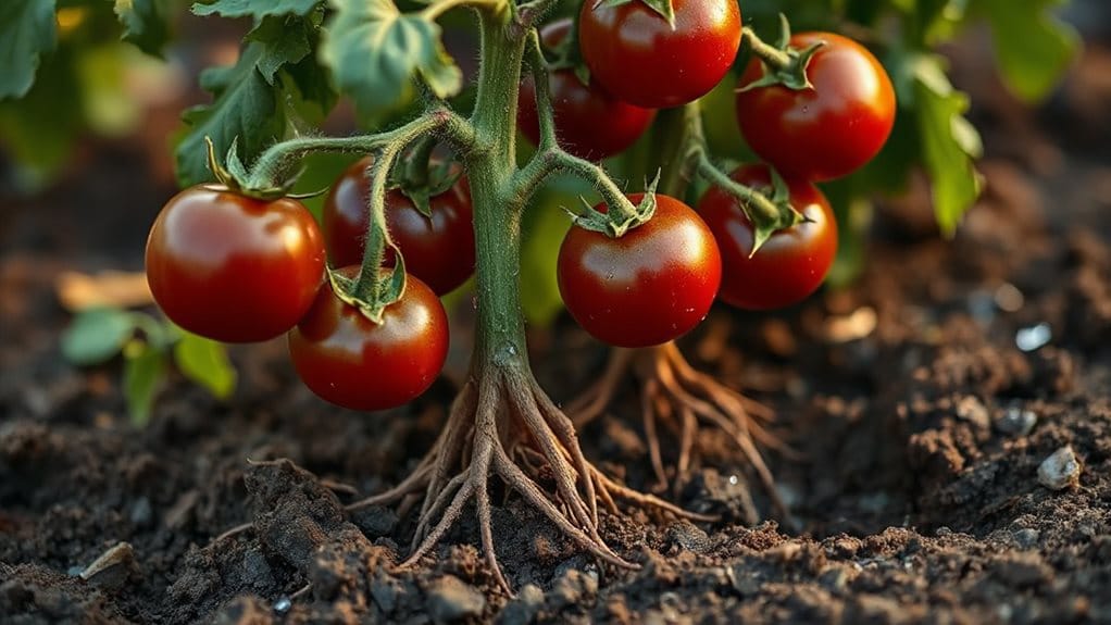 tomatoes thriving in clay