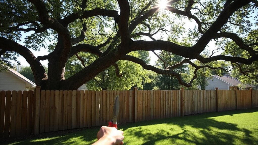 trim overhanging neighbor branches