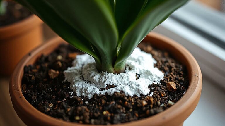 white salty mineral buildup