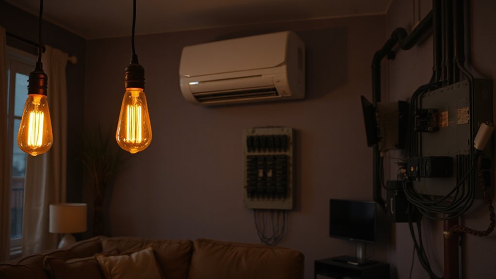 ac startup surge causes dimming on shared circuit