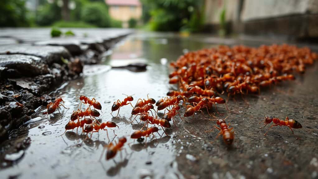 ants emerge after rainfall storms