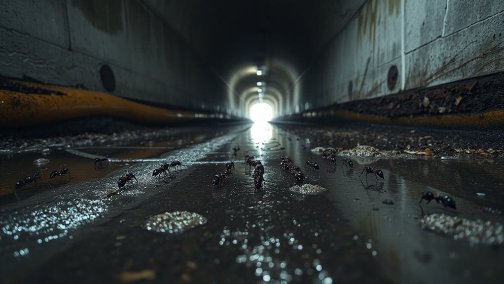 ants flood tunnels seek higher ground