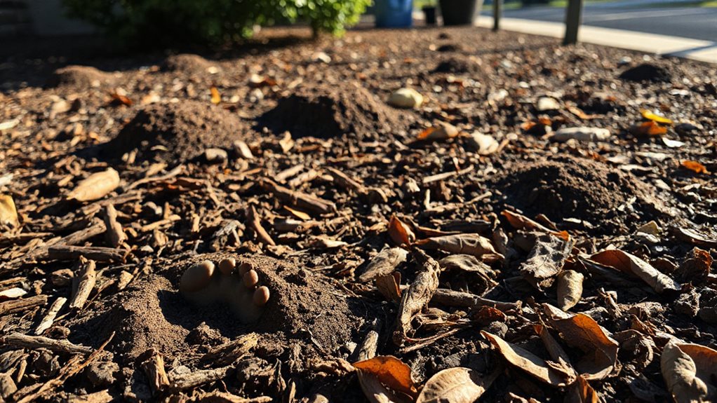 birds forage in soft mulch habitat