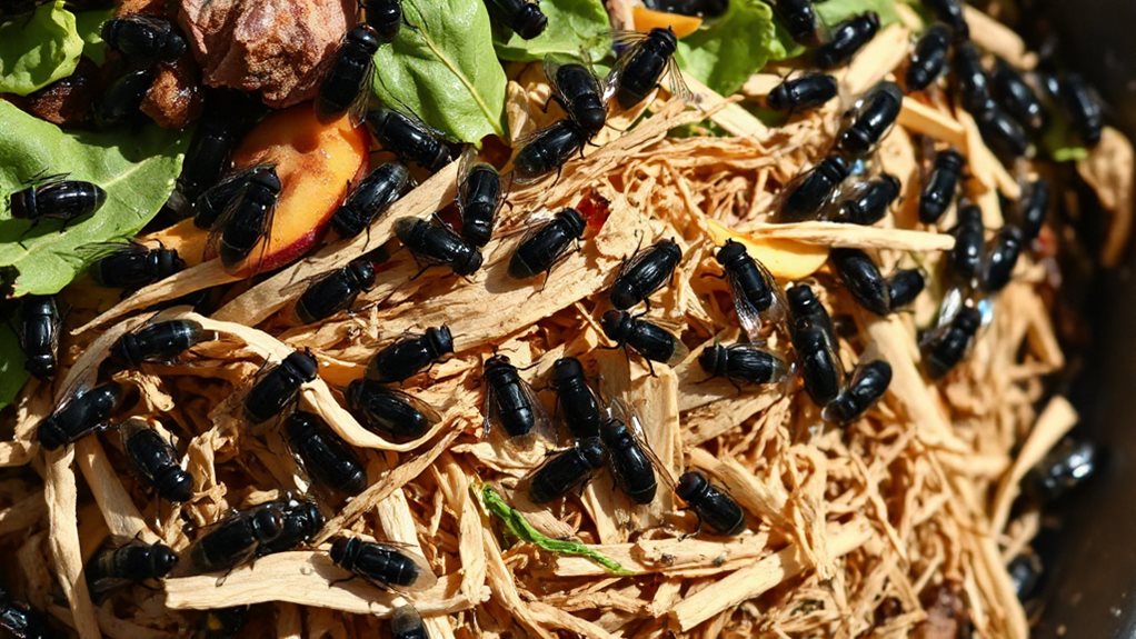bury scraps under brown mulch