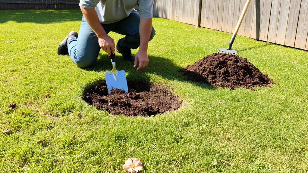 fixing lawn low spots easily