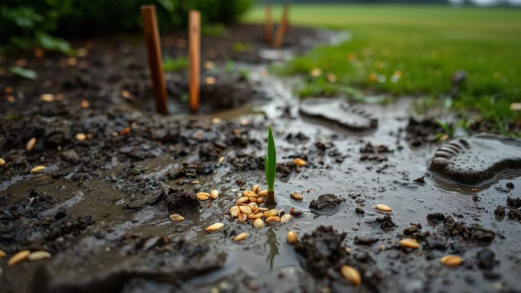 grass seed washed away after rain