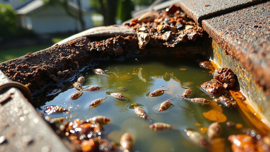 gutters trap lingering water