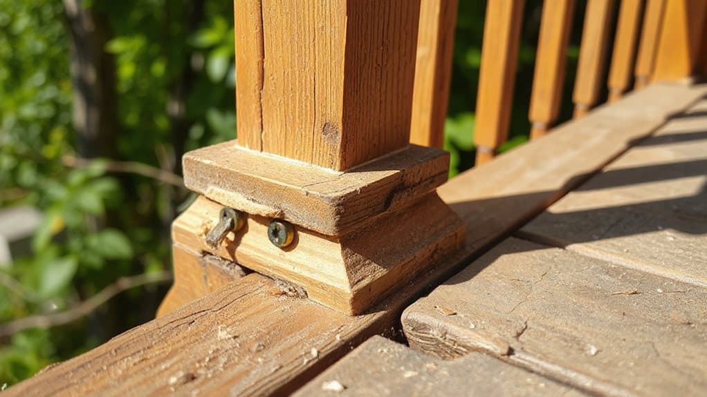 loose deck railing posts wobble and rust