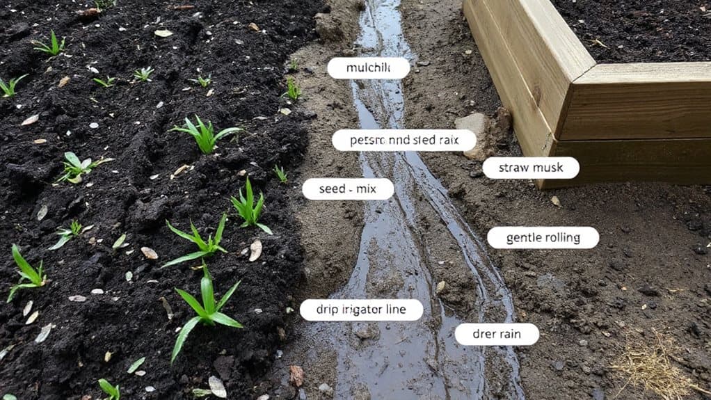 loosen soil level lawn press seed straw blanket