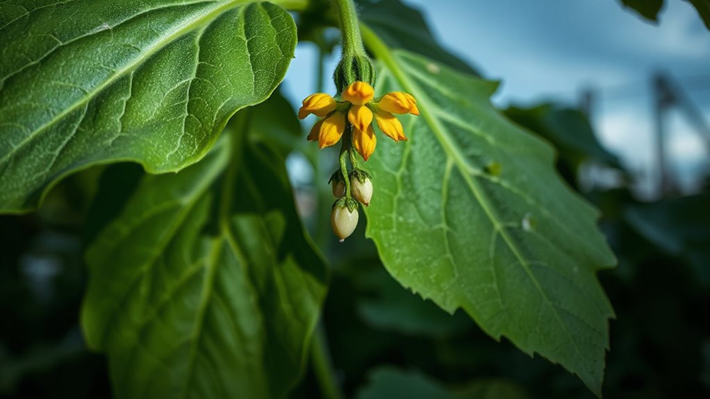 low sunlight few zucchini fruits