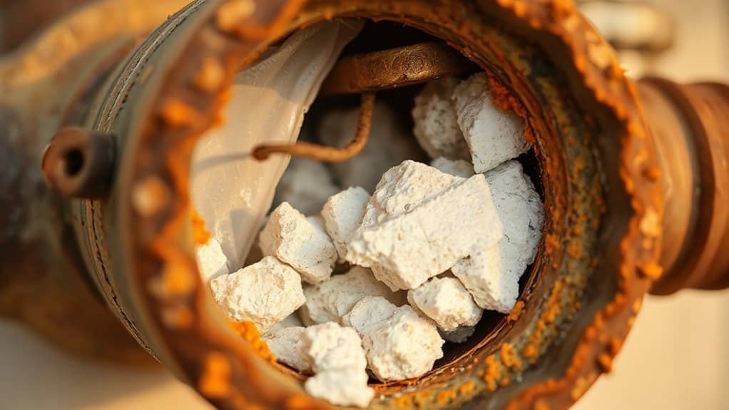 mineral buildup and leaks cause pressure drop
