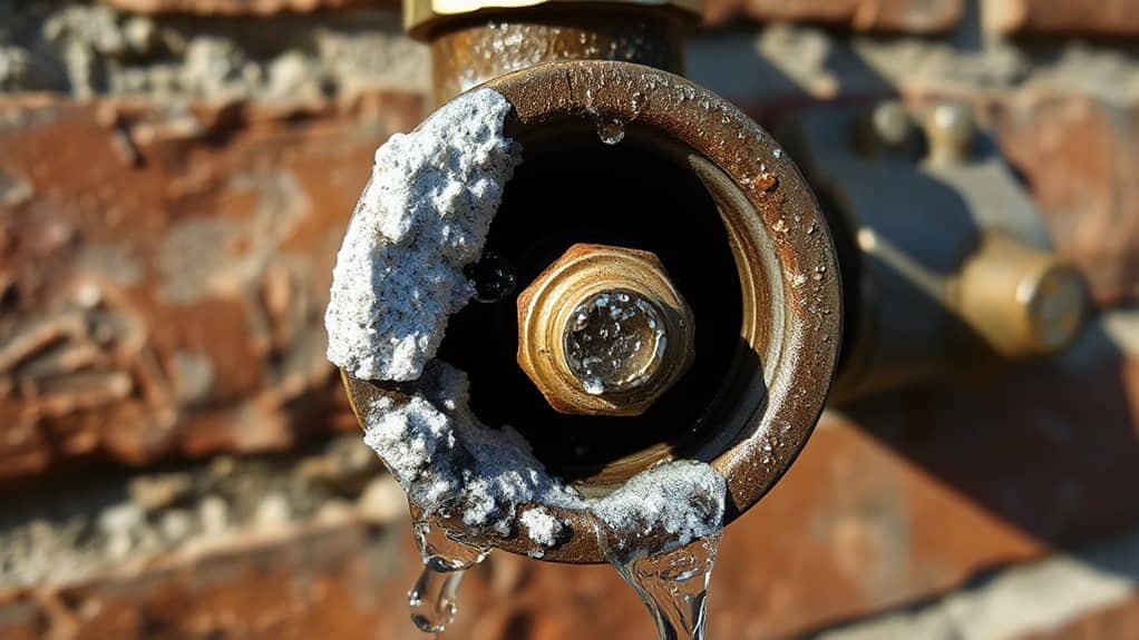 mineral buildup narrows outdoor spigot