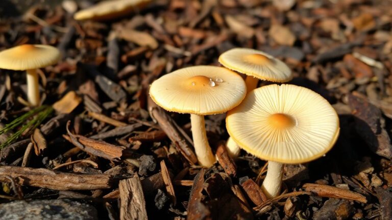 mushrooms sprouting in mulch beds