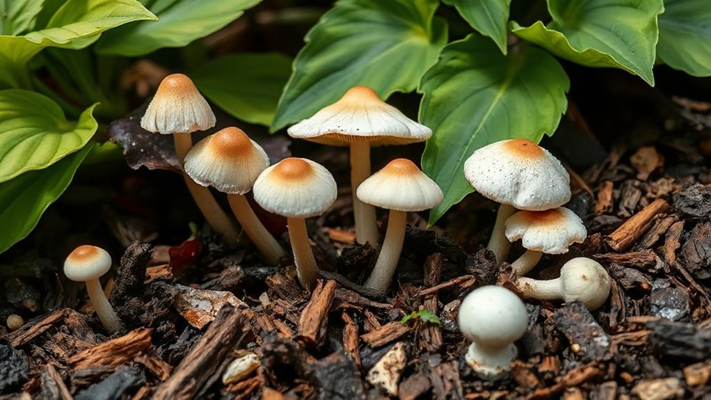 mushrooms thrive in mulched moisture