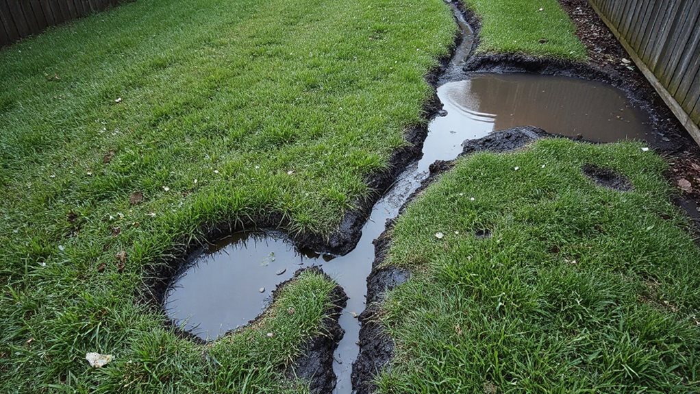 poor grading low spots trap water