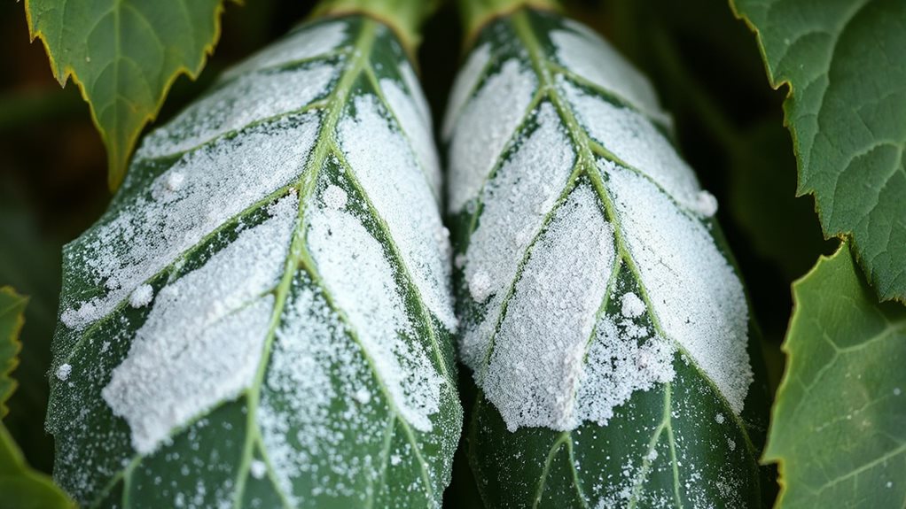 powdery cucumber leaf symptoms described