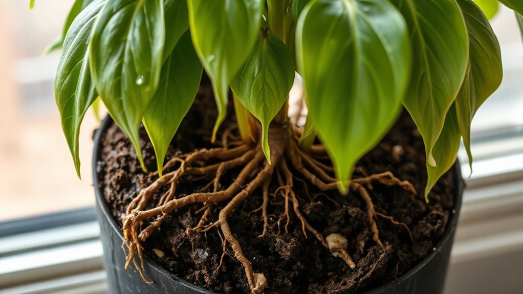 root bound pot causing wilting and repotting