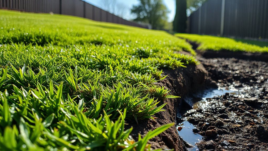 slope in yard drains water away