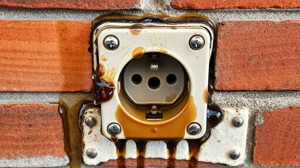 spot moisture around outdoor receptacle