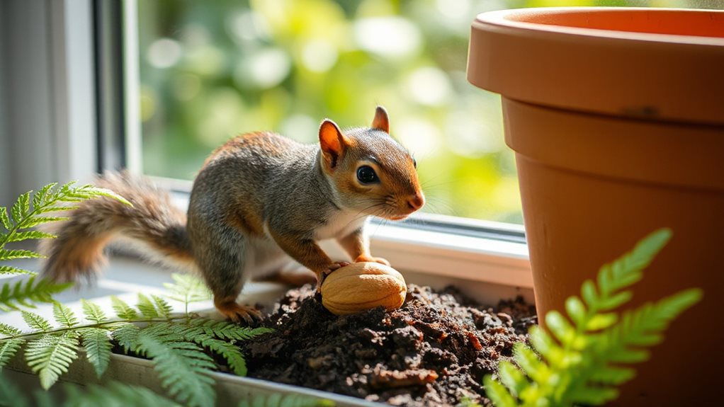 squirrels burying pot grown food