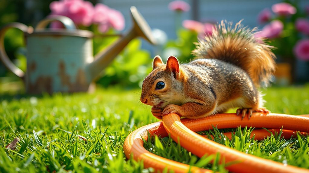 squirrels chew garden hoses