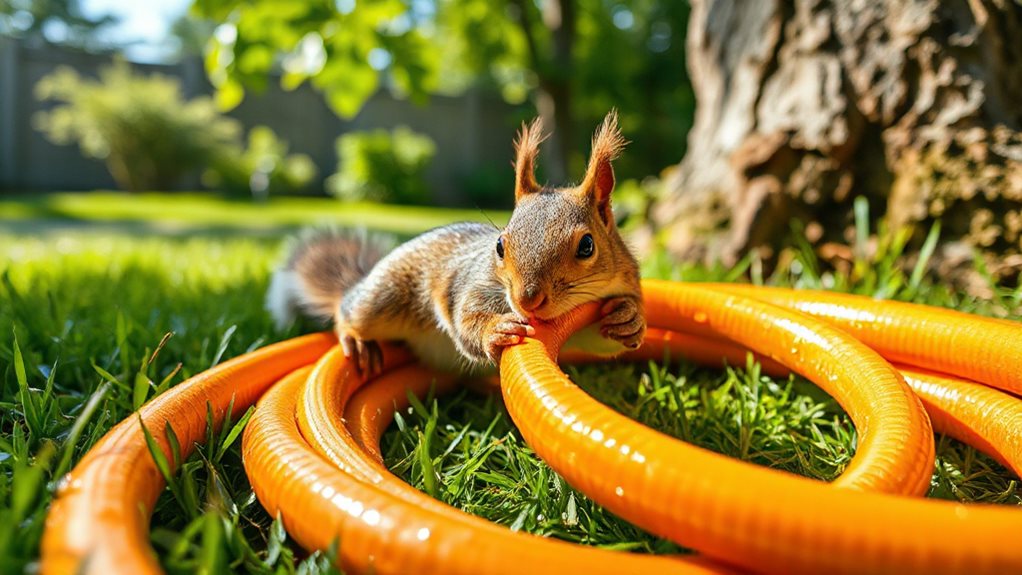 squirrels gnaw splash hoses