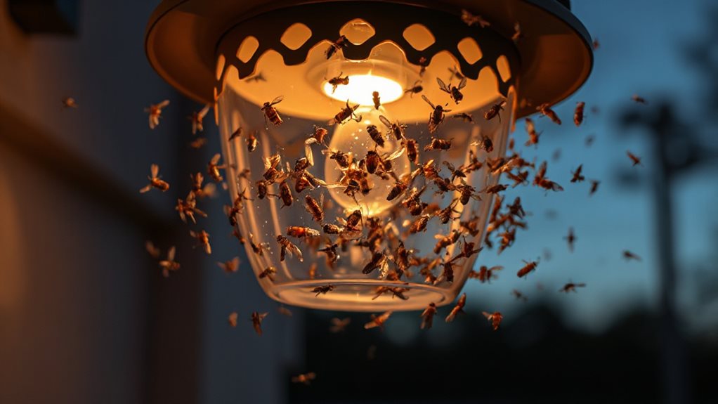 tilted lights attract flies shields reduce