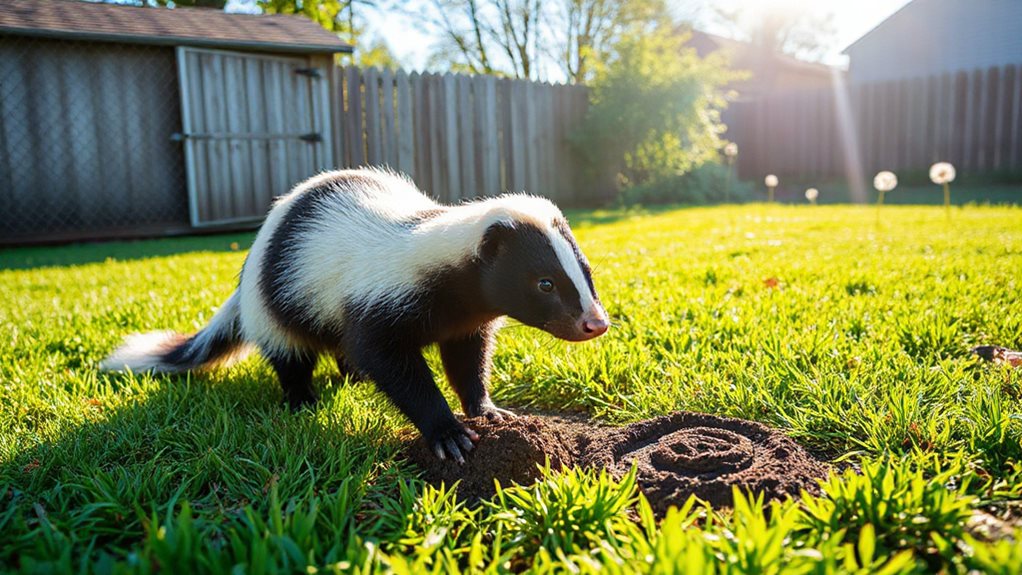 why are skunks digging holes