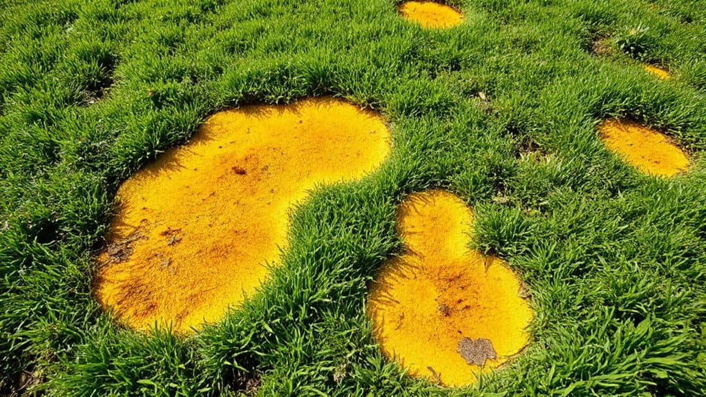 yellow patches from moisture induced turf diseases