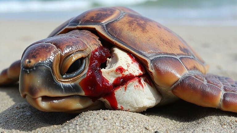 broken shell turtle bleeding
