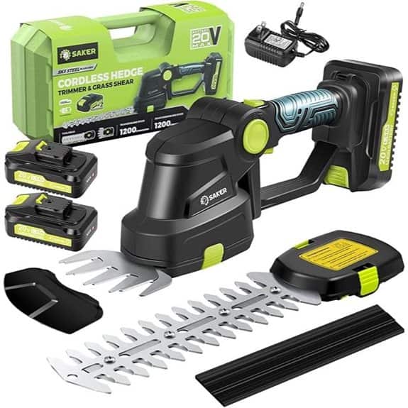 Saker 20V Cordless Hedge Trimmer with Batteries
